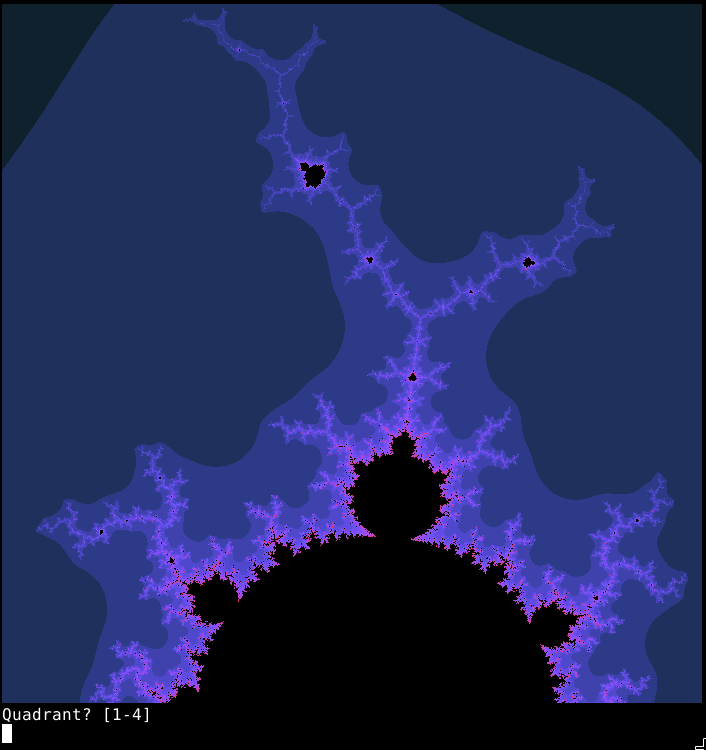 mandelbrot-bitmap.awk showing a zoomed-in view of the mandelbrot set